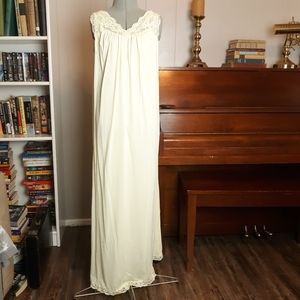 Vintage yellow satin lace nightgown. Very feminine